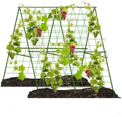 Genérico Enrejado De Metal Tipo A, Enrejado Trepador De Acero Recubierto De PVC, Soporte De Jardín Expandible De 120 Cm, Marco De Soporte para Plantas De Instalación Sin Herramientas