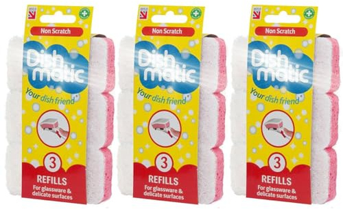 Non Scratch Sponge Refills 9Pcs Safe for Glassware & Delicate Surfaces Anti-Bacterial Treatment Washing Up Sponge Replacement Heads