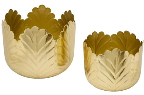 Atmosphera Créateur d'intérieur - Lot de 2 Cache-Pots en Métal Belli 21cm Doré