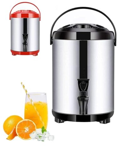 Dispensador de Agua Caliente Comercial, 6-12L Termo de Agua Acero Inoxidable con Grifo, Mantiene Calor 10-12 Horas, para Café, Té, Leche, Oficina, Cafetería, Eventos