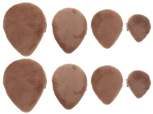 Lot de 8 Houppettes Maquillage Goutte D’eau Compactes Marron | Fleece, Format Portable, pour Voyages et Occasions Spéciales, Emballage Applicateur de Maquillage