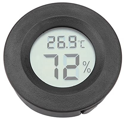MechKit Mini thermomètre numérique LCD hygromètre forme ronde température humidité mètre pour Reptile Terrarium plastique noir blanc 45mm (Noire)