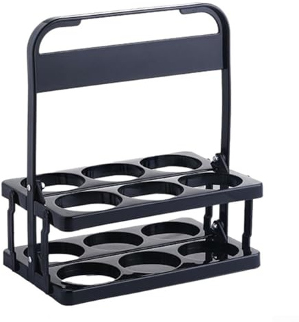 Gdfnmogo Porte-bière pliable, support de bouteille en plastique réutilisable, léger et peu encombrant, pour le transport de boissons, l'extérieur, les voyages, les plats à emporter (noir)