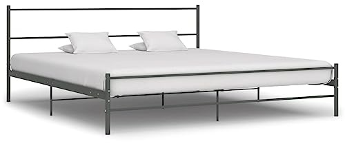 sephironlbb Struttura del letto, grigio, metallo, 200 x 200 cm, robusto letto matrimoniale con rete a doghe, resistente ai graffi, ideale per camere da letto, design moderno, facile montaggio