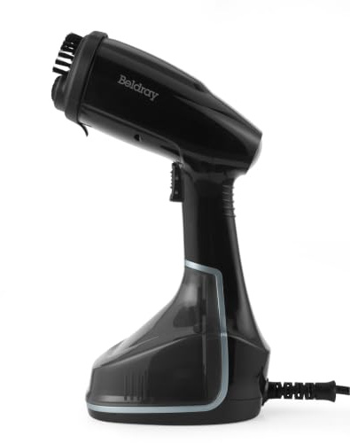 Beldray Handheld Garment Steamer 1200W With 260ml Water Tank | 2-In-1 Brush Attachment, Compact For Travel, 1.9m Power Cord, Turquoise And Black Finish, For Clothes Curtains Upholstery