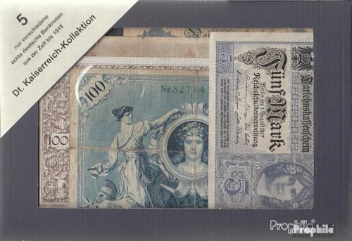Prophila Collection Geldschein Deutsches Reich 5 Verschiedene Banknoten Deutsches Kaiserreich (Banknoten für Sammler - kein Zahlungsmittel)