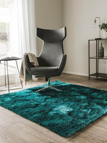 benuta Nest Hochflorteppich Whisper - Türkis 60x60 cm - Kuschelig Weicher Teppich für Schlaf- und Wohnzimmer - Pflegeleicht - Fußbodenheizung Geeignet