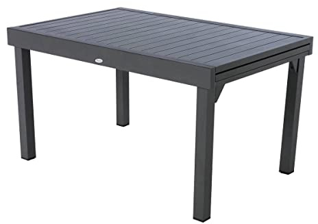 Hespéride - Table de Jardin Extensible Piazza Gris Graphite - 10 Places - Aluminium Antirouille - Meuble d'Extérieur à Rallonge Coulissante