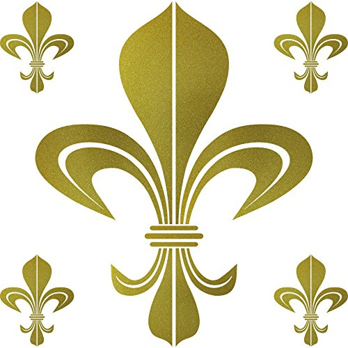 GreenIT Set of sticker tattoo bourbon Florence lily fleur de lis car door window decoration film (gold, bourbon)
