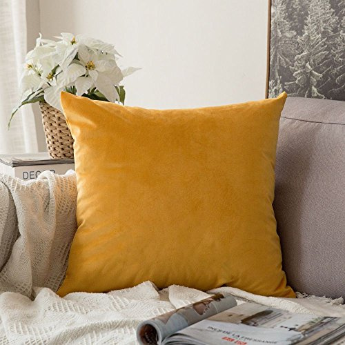 MIULEE Kissenbezug 60x60 cm samtkissen couchkissen Orangegelb | Kissenhülle Dekorative Dekokissen Sofakissen Wurfkissenbezug mit Verstecktem Reißverschluss Sofa Schlafzimmer