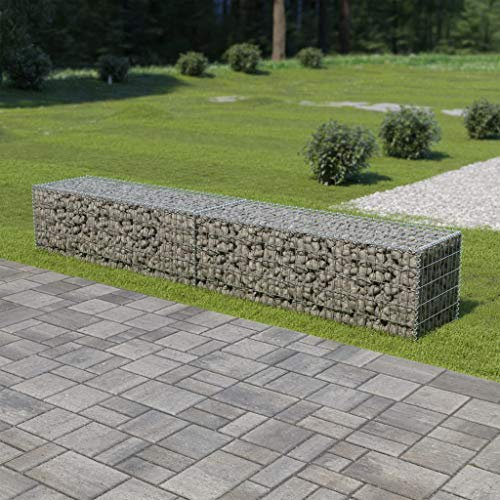 Festnight Gabion Gabion Gabion korg för stenar med lock av galvaniserat stål 300 x 50 x 50 cm