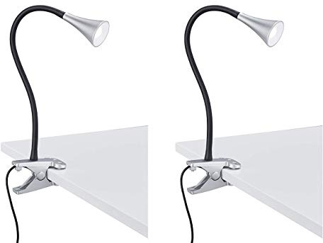 2er SET flexible LED Klemmleuchten Schwarz-Silber, Höhe 35cm