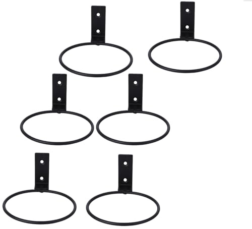 Cabilock 6PCS Pot Holder Ring 5 Inch Foldable Planter Hanging Baskets Wall Mounted Metal Plant Bracket For Home, Garden Balcony Plant Pot Hangers (Provided Screws)