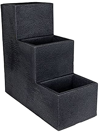 Spetebo Blumentreppe dreistufig anthrazit - 60x59x27 cm - XXL Kunststoff Blumenkübel Pflanztopf Pflanzkübel Pflanztreppe Blumen Etagere