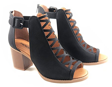 Soda Aran Topshoe Avenue Womens Fahsoin Open Toe Heel Sandal (8.5 M US, Black NBPU)