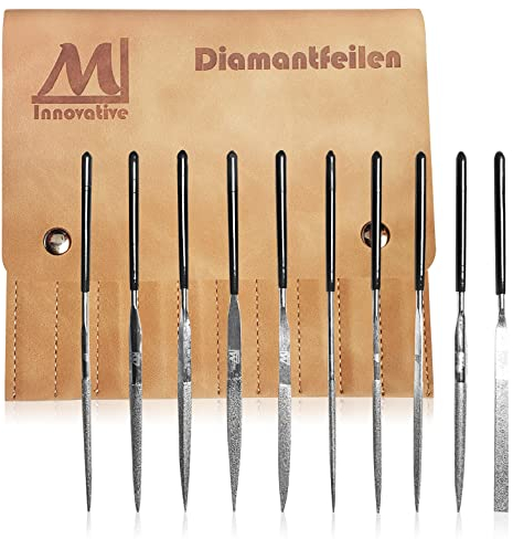 ML 3D Drucker Zubehör 10 tlg. PREMIUM Diamant-Feilen-Set 3mmx140mm. Nadelfeilen/Schlüsselfeilen für den Modellbau. Enthält unter anderem Flachfeile, Rundfeile, Halbrundfeile, Vierkantfeile.