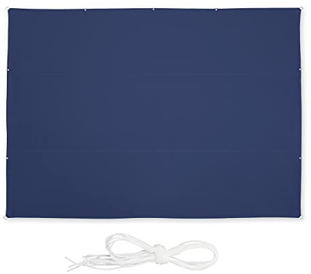 Relaxdays Sonnensegel, 4,5 x 5,5 m, wasserabweisend, UV-beständig, inkl. Spannseile, Terrasse, Balkon, rechteckig, blau