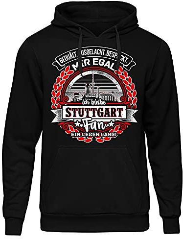 UGLYSHIRT EIN Leben lang Stuttgart Herren Kapuzenpullover | Stadt - Stuttgart Skyline - Fussball - Sport - Stuttgart Pullover - Ultras - Hoodie