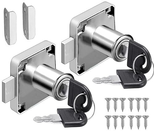 Litensh 2PCS Serratura a camma 22 mm, Serratura Cassetto Scrivania, serratura per armadietto di sicurezza con chiave Serratura diversa per armadietto per mobili Cassetta