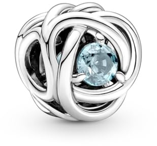Pandora Moments Charm Cercle Éternité en argent sterling avec cristal bleu turquoise