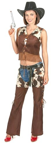 DEGUISE TOI - Déguisement cowgirl pantalon Femme - Gilet - Sur-pantalon - M - Marron - Déguisements adultes - 100% Polyester - Lavage à la main - Carnaval