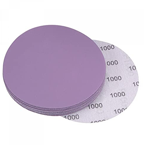 sourcing map 15 discos de lijado morados de 5 pulgadas, grano 1000, gancho y bucle, papel de lija profesional de óxido de aluminio, pulido húmedo y seco para acabado de pintura de madera y metal