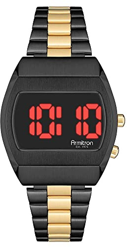 Armitron Sport Montre Bracelet numérique Multifonction rétro pour Homme 40/8475, Noir/Or