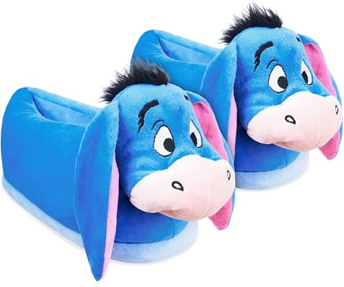 Disney Zapatillas de Casa Mujer Peluche Stitch Igor Winnie the Pooh Baby Yoda (Azul Igor, 40-41)