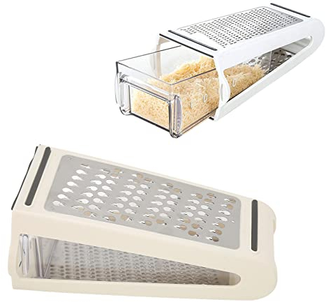 Grattugia da cucina con contenitore, grattugia manuale a doppia faccia per zenzero, coperchio per lama di limone 22x13,5x8,5 cm per verdure, frutta, formaggio, cioccolato