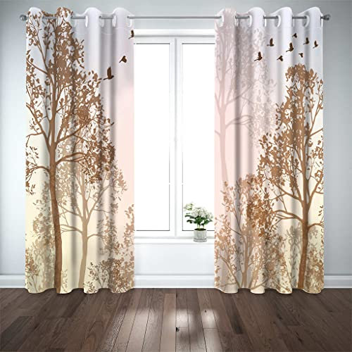 JGCAI Superweiche Mit Ösen Vorhänge Verdunkelungsvorhänge Wald Geräuschreduzierung Wärmeisolierender Verdunkelungsvorhänge Für Erwachsene Kinder Schlafzimmer 300x270cm