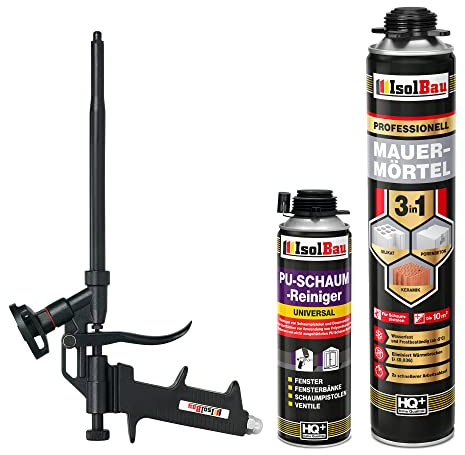 Isolbau Kit de mousse pour mortier de maçonnerie - Pistolet à mousse téflon - 1 x 750 ml