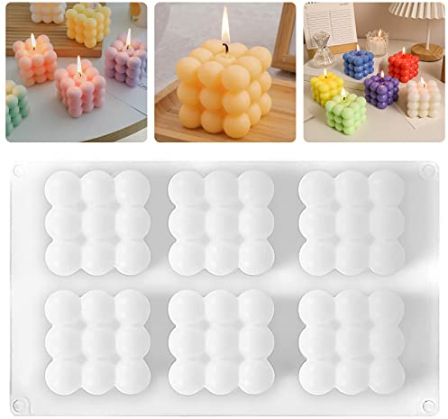 6 Löcher Silikon Kerzenformen, Kerzen Gießform, Silikonformen Gießformen Kerzen, Kerzenform Bubble Kerzen, 3D Kerzenformen Zum Gießen, Kerzenwachs Formen, Backwerkzeuge für Handgemachte, Seife,Pudding
