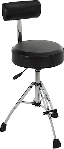 Gibraltar 9608HRTB Schlagzeughocker, Drumhocker (höhenverstellbarer 15 Runder Barhocker, mit Rückenlehne und Fußstütze, ultimativer Sitzkomfort und Stabilität, für Studio, Bühne und Büro)