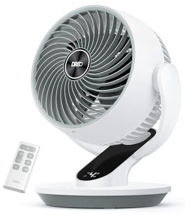 DREO Oscillating Fan for Bedroom, 13 Inch Quiet Table Fans for Home Whole Room, 75ft Powerful Airflow, Desk Air Circulator Fan with Remote, 120° Adjustable Tilt, 4 Speeds, 8H Timer, for Office Desktop