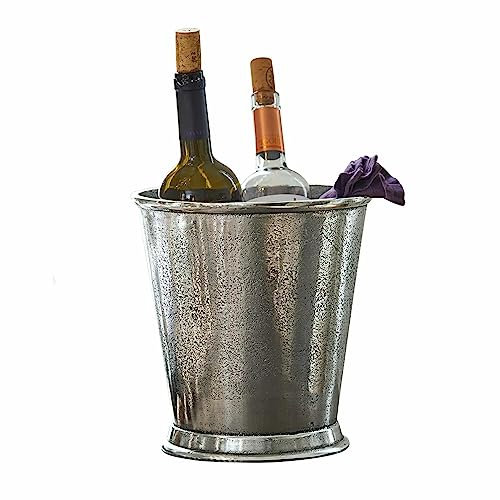 LOBERON Getränkekühler Lewiston, zeitlose und klassische Optik, Weinkühler mit Antik-Finish, Deko-Akzent, Tischdekoration, Tischaccessoire, Aluminiumguss, silber