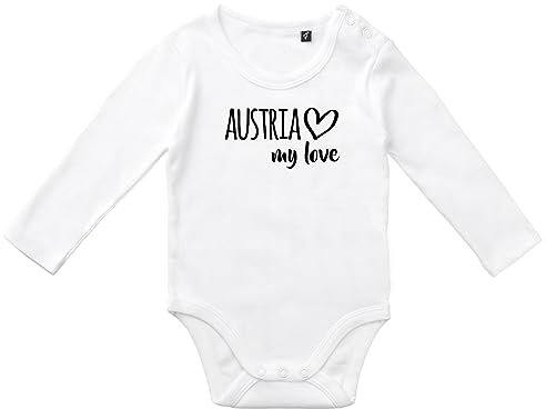Huuraa Jungen und Mädchen Body Austria my love Geschenk Größe 62 White Bio Baumwolle Fairtrade Austria Geschenkidee