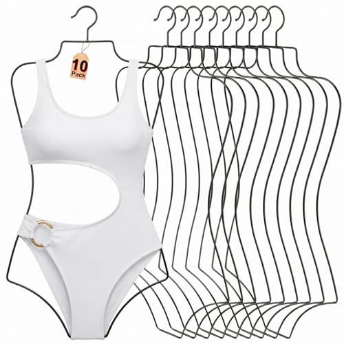 SYNHOZZ Kleiderbügel aus schwarzem Draht, Körperform, Dessous-Aufhänger (schwarz), 10 Stück, Metall-Kleiderbügel für Bikinis und Badeanzug