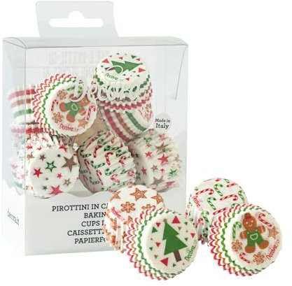 Decora, 0339710 Confezione da 200 Pirottini Bon Bon Christmas da 27 X 17 mm, per Cuocere, Presentare e Regalare Muffin e Dolcetti, Resistono fino a 180°C, In comodo Blister, Made in Italy