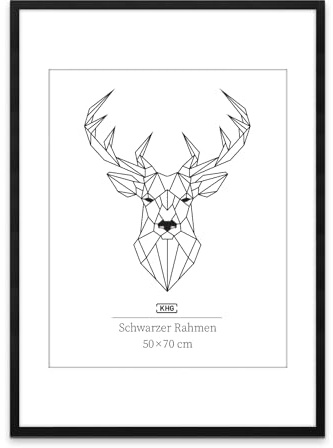 KHG Bilderrahmen Echt-Holz, schwarz, 50x70 cm, vielseitig einsetzbar