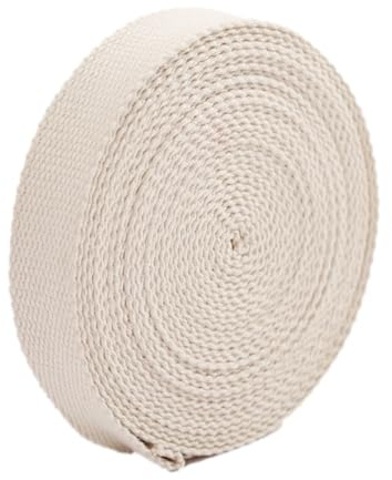 10 m x 25 mm bomullsband, band för pyssel, canvasbälte bindningsremmar bagageaxelremmar, för gör-det-själv hantverk väskrem fickrem kläddekorationer, beige
