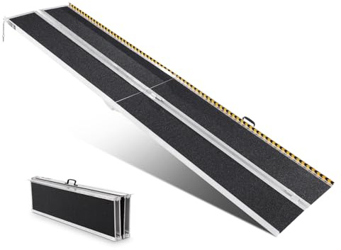 VEVOR Tragbare Rollstuhlrampe 3 m 363 kg Tragkraft rutschfeste Aluminium-Klappschwellenrampe Faltbare Rollstuhlrampe für Mobilitätsroller Behindertenrampe für Hausstufen Treppen Türen Bordsteine