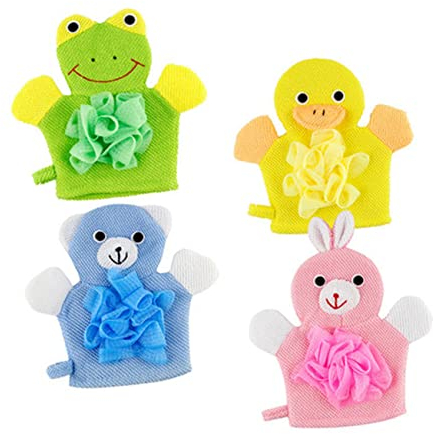 Healeved 4stücke Teiliges Junge Mädchen Badeset Cartoon Waschhandschuhe Weich Hautfreundlich Schadstofffrei Peelinghandschuhe Für Sanfte Reinigung Kleinkinder Badezimmer Gebrauch