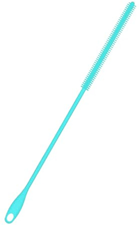 Silicone Straw Brush, 8mm Blue 9.45in Long Straw Cleaner with Hanging Hole Reusable Straw Washing Tool Bendable Crevice Cleaning Brush Slim Pipe Brush for Glass Metal Straw