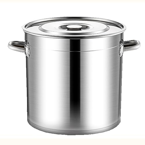 Suppentopf aus Edelstahl 304, Ölaufbewahrungseimer mit Deckel, großer, robuster Suppentopf in Lebensmittelqualität for alle Herdarten (5–90 l)(Size:30L)