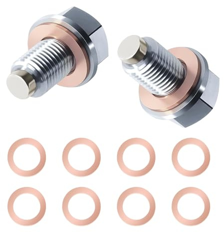 2 Stück Magnetische ölablassschraube,M14 x 1,5 mit 10 ölablassschraube Dichtung öl Ablassen Schraube Magnetische Dichtung Ölwannenablassmutter Ablassschraube Öl für Meisten Autos Boote Motorräder