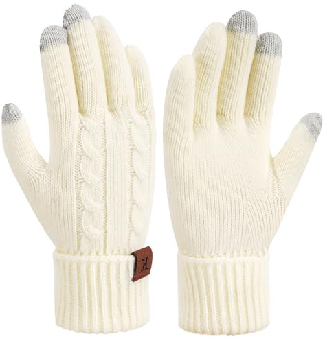 Bequemer Laden Mujeres Invierno Guantes Termicos Guantes Tactiles de Punto Regalo Mujer para Clima Frío con Puños Elásticos