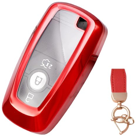 NEUHOO Auto Zubehör kompatibel mit Ford Tourneo | Transit Custom 2023-2024 2025 Schlüsselhülle und Schlüsselanhänger, Schlüsselgehäuse Silikon Schlüsselkarte Hülle (Rot)