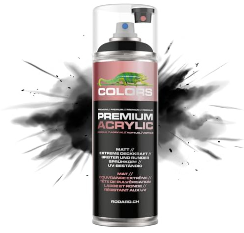 COLORS Premium Acrylic Sprühfarbe 400ml – Hochdeckender Sprühlack für Innen & Außen, Spraydose für DIY-Projekte - RAL 9005 - Schwarz Matt