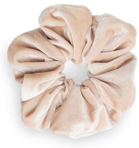 SXQLYH Haargummi Scrunchie Samt Velvet Elastics, Große Haargummi Dickes Weiches Bequemes Samthaargummi, Scrunchies Pferdeschwanz Halter Winterhaar Bobble für Damen Dickes Langes Haar (Beige)