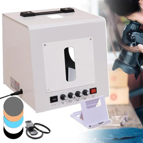 Annuod Mini boîte à lumière pour Studio Photo/kit de boîte à Bijoux avec Plateau tournant à 360°/Support de Suspension/5 pièces de Fond inférieur, boîte à lumière de Prise de Vue de Bijoux